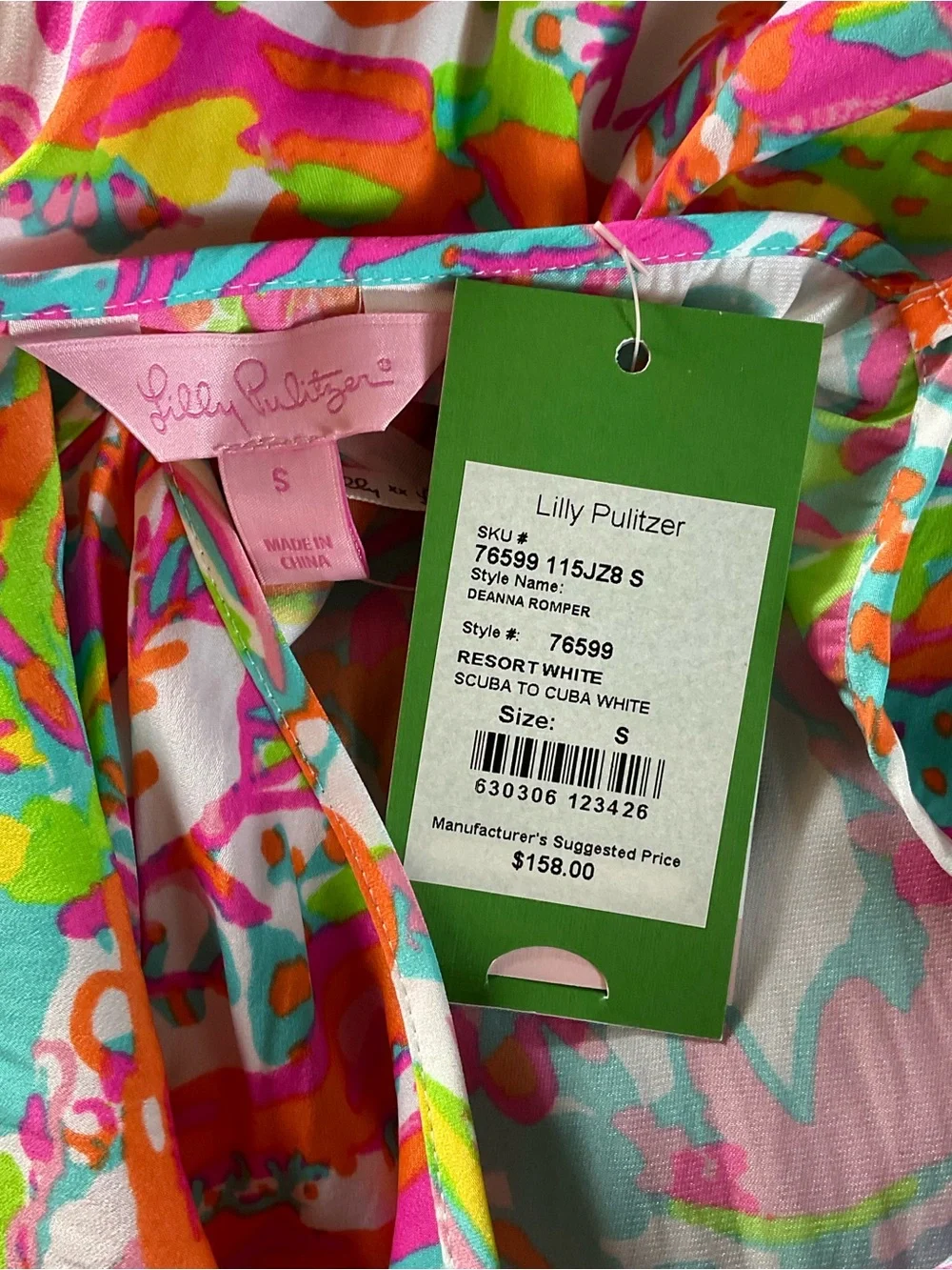Lilly Pulitzer Deanna Romper Resort White Scuba To Cuba S NWT Preppy Summer